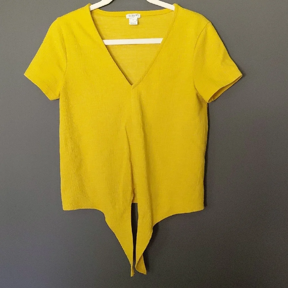 J. Crew XS Yellow Tie Front Short Sleeve Blouse